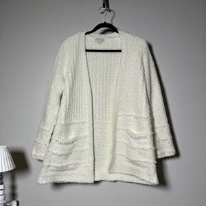 Barefoot Dreams Cozy Chic Boardwalk Cardigan Sweater Pockets White Size Medium